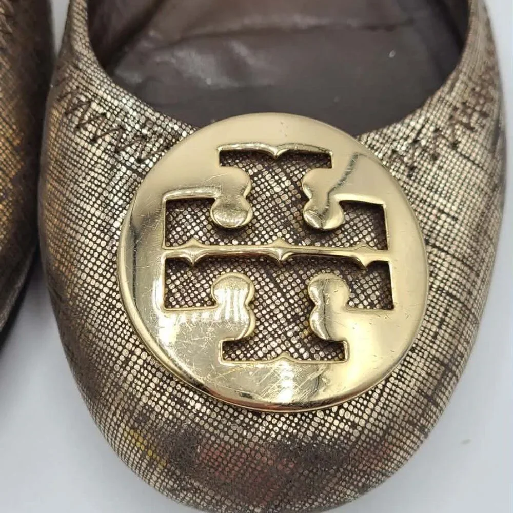Tory Burch Reva Rare Metallic Ballet Flats size 7 1/2